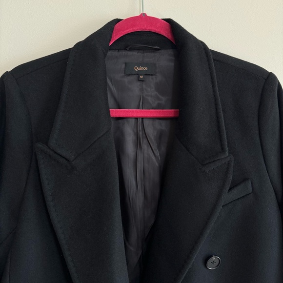 NWOT Quince Black Italian Wool Double-Breasted Slouch Coat Size M - Picture 11 of 16
